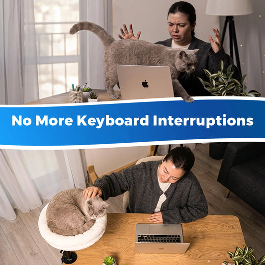 Petlovers Cat Desk Bed - Plush Elevated Desk Cat Bed Attachment with Removable Washable Cushion, 360° Swivel Arm, Secure Clamp - Keeps Your Cat Close While You Work or Play