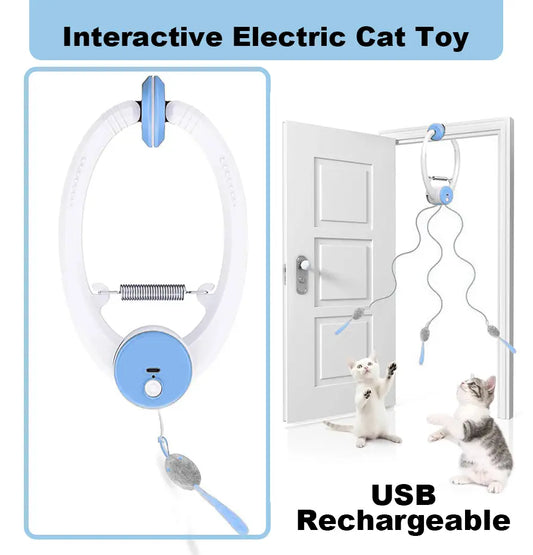 Interactive Electric Cat Toy for Indoor Cats, Automatic Self Play Teaser, USB C Rechargeable with 3 Refill Mice, Smart Hanging Toy 15 Min Auto Cycle